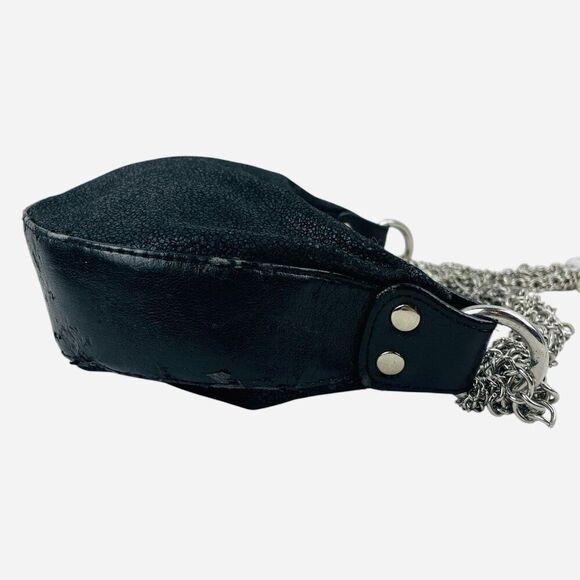 VTG 2000s Black Paris Hilton Chain Strap Mini Bag Purse Charms DISTRESSED WORN - Picture 3 of 16